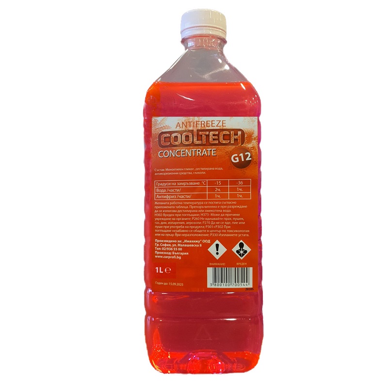 COOLTECH АНТИФРИЗ КОНЦЕНТРАТ ЧЕРВЕН -74* 1Л