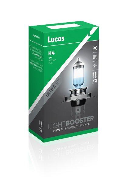 крушка LUCAS LLX472CLX2 12V H4 60/55W P43t +150% Light Booster 2бр